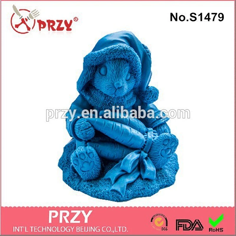 Sitting rabbit holding a radish 3D silicone molds for soap making
