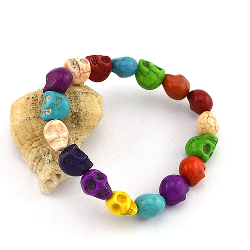 colorful resin skull bracelet