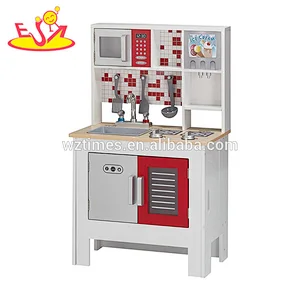 2018 Comercio al por mayor simplemente para niños juego de juguetes de cocina de madera juego de simulación de cocina con etiqueta de mosaico W10C376