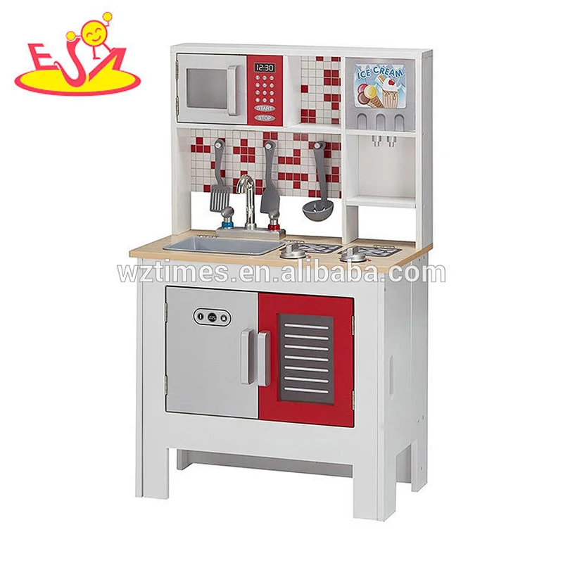 2018 Comercio al por mayor simplemente para niños juego de juguetes de cocina de madera juego de simulación de cocina con etiqueta de mosaico W10C376
