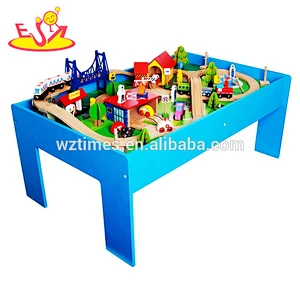 Funny kids 88 pieces wood train table for wholesale W04C061