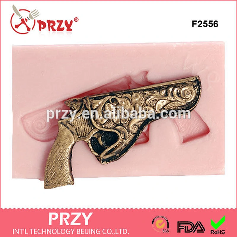 F2556 Mold creates a pistol in holster Mold western pistol and holster - fondant mold
