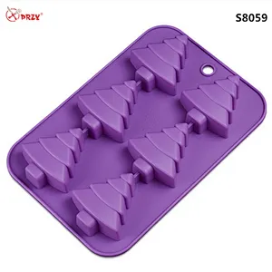 6 cavity Silicone Jelly mold Christmas Tree Shape Cake Mould 3D silicone Christmas Soap Molds