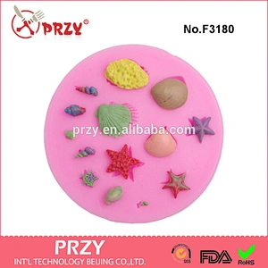 F3180 Mini shells collection starfish cake decorating bakeware silicone fondant mold