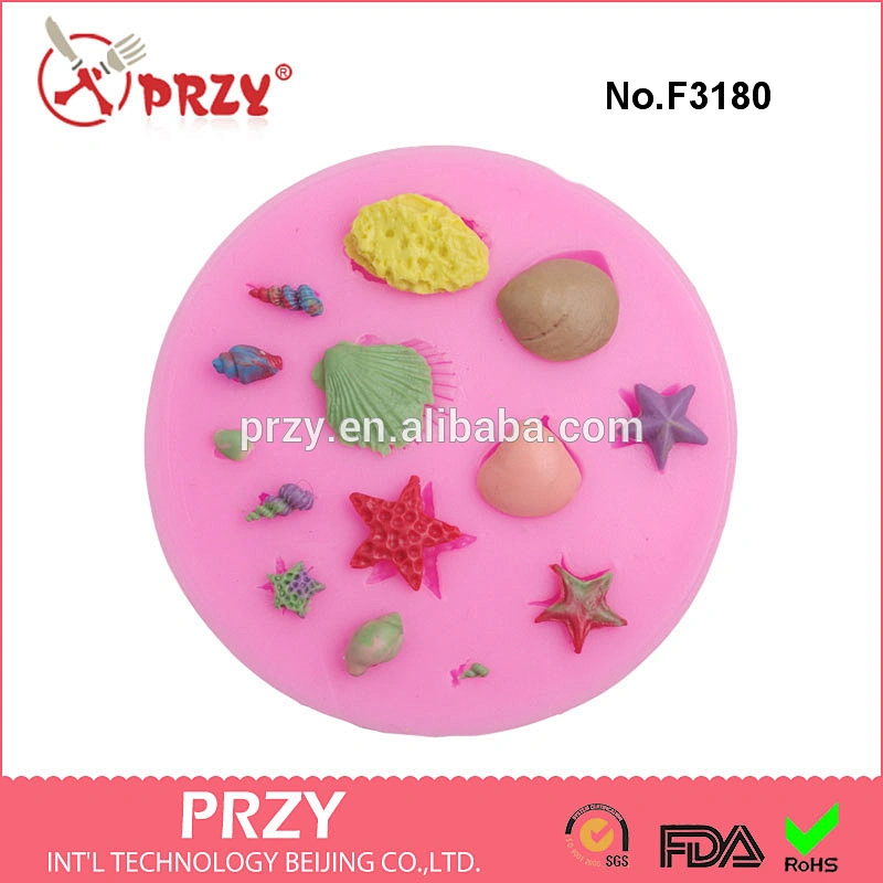 F3180 Mini shells collection starfish cake decorating bakeware silicone fondant mold