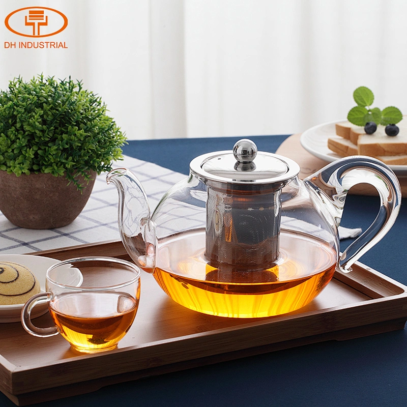 1200ml big capacity glass tea pot with stainless steel 304 strainer for home tea set