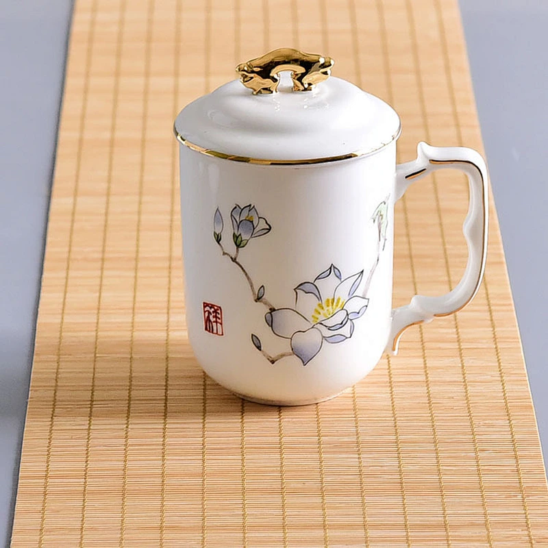 2019 New Style In Stock Ceramic Cup With Fashionable Lid Design For Home And Office