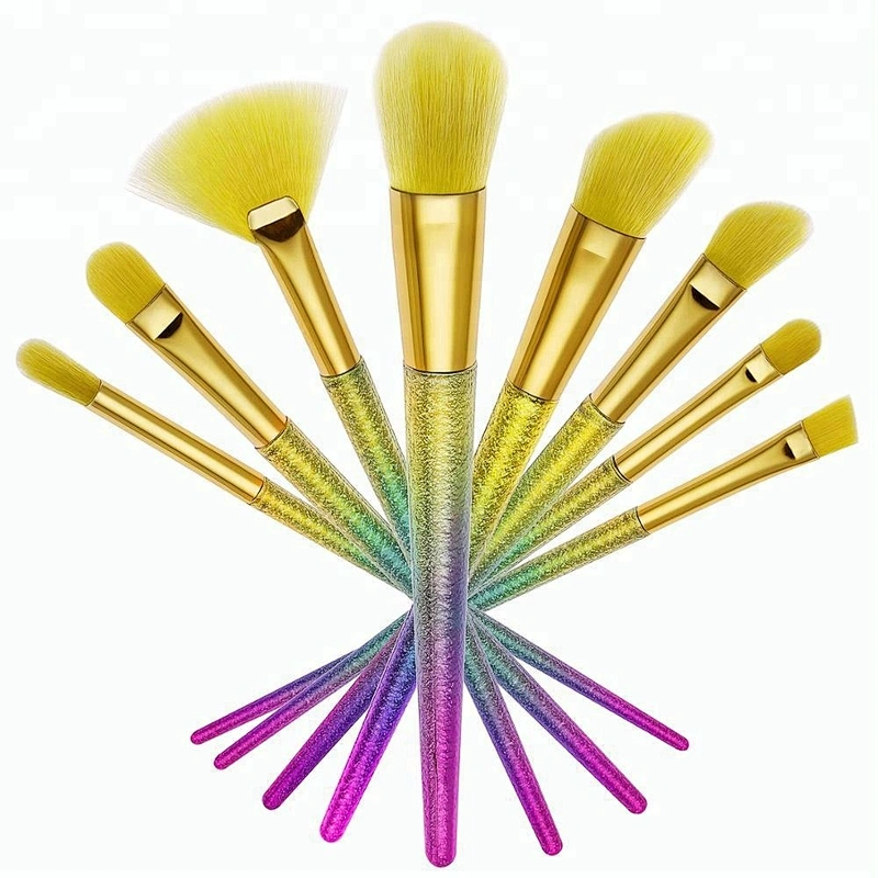 2018 new Glitter customized brushes makeup printed logo 8PCS oem makeup brushes set pretty for sale