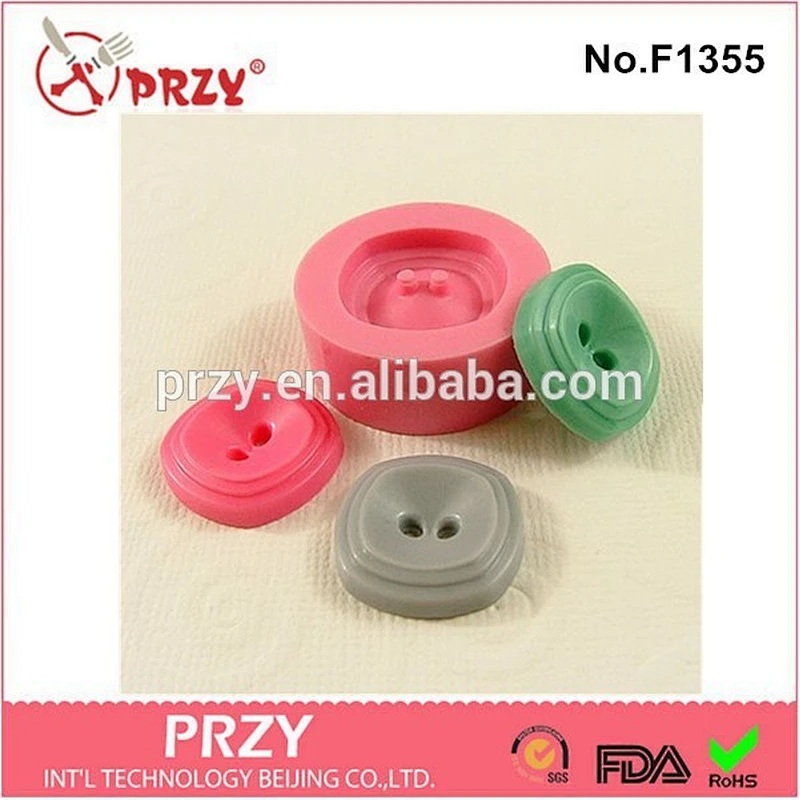 Eco-friendly fondant Vintage Square Deco Button polymer clay silicone cake mold