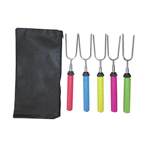 Extendable Telescopic Colorful Wooden Handle BBQ Marshmallow Fork