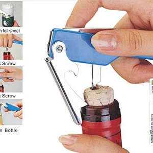 Popular 3 In 1 Wine Cork Screw Bottle Opener For Beer And Wine With Foil Cutter