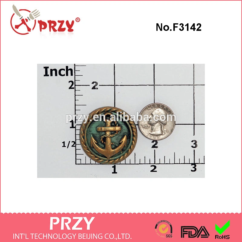 F3142 Nautical Anchor Button Silicone Mold - Jewelry Resin Polymer Epoxy Clay Mold - Food Safe Chocolate Cream Cheese