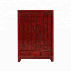 Chinese antique reproduction red glossy lacquered buffet furniture