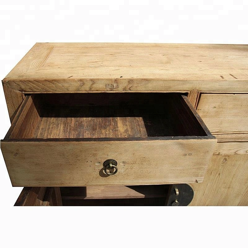 chinese antique reproduction oriental natural wood living room buffet furniture