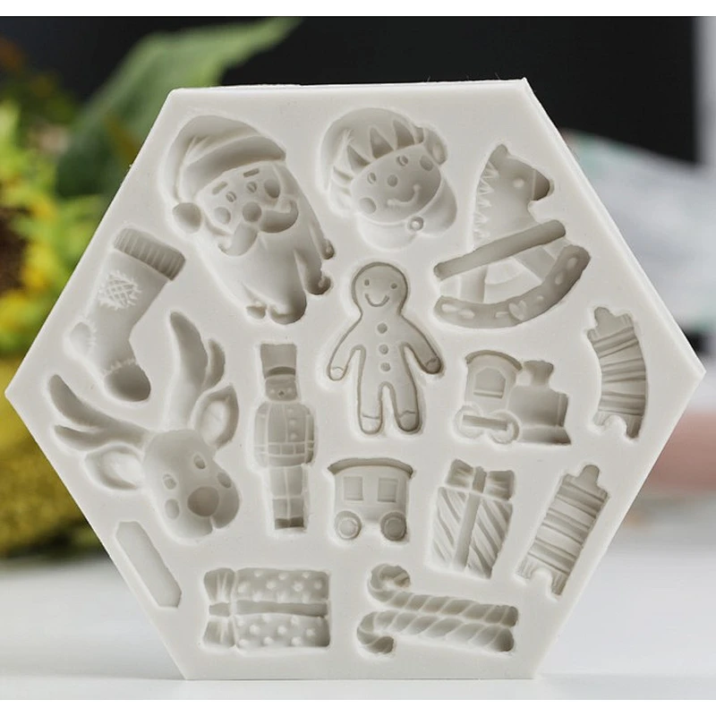 Christmas elk head Santa silicone fondant mold chocolate mold PRZY