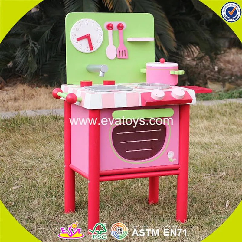 New design mini pink wooden small toy kitchen for girls pretend play W10C269