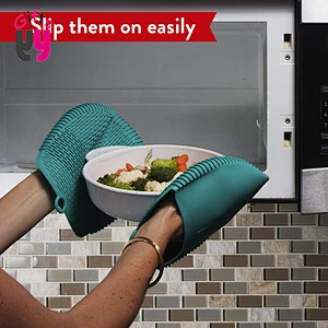 Eco-friendly heat resistant silicone cooking gloves
