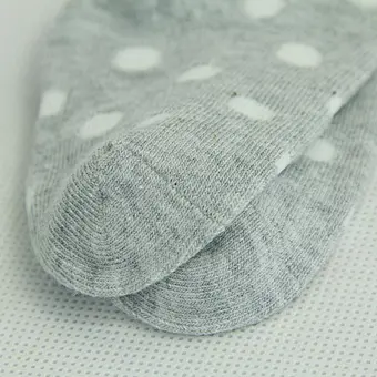 High Quality Cheap Loose Cuff Rib Top Dots Melange Grey Color Cotton Baby Socks