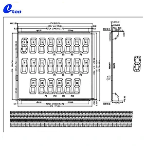 TN LCD 22Digit 168Pin Fuel Dispenser LCD Display lcd 7 segment