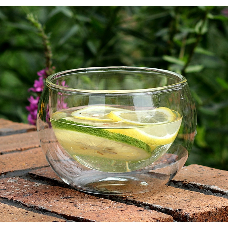 260 ml double wall mug high borosilicate drink holiday glass ice cream cup with handle for home