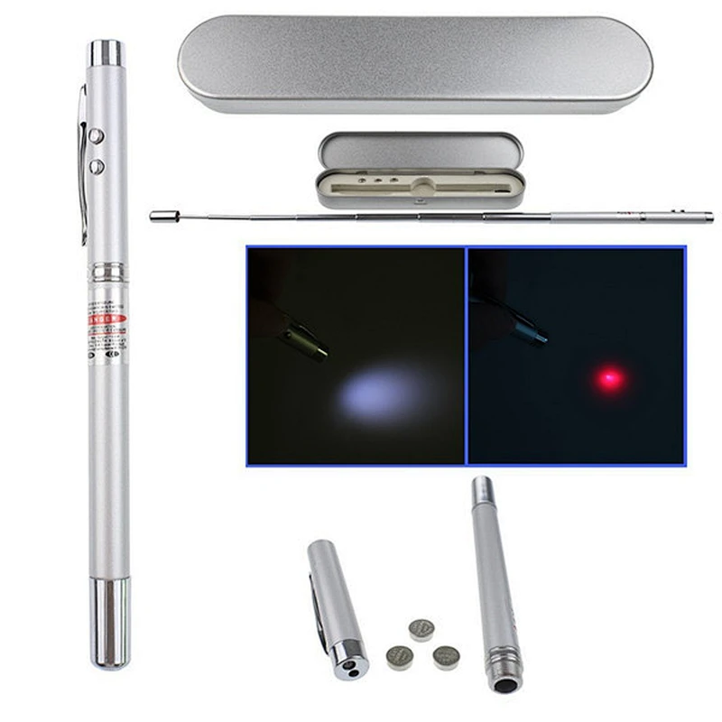4in1 Ball Pen Laser Pointer Telescopic Point Teacher Led Light Torch