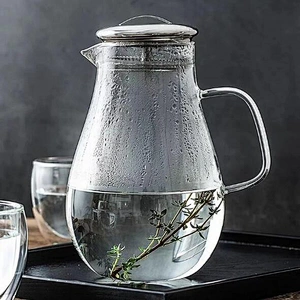 high quality custom 1900ml  juicer glass bottle glass beverages with metal lid