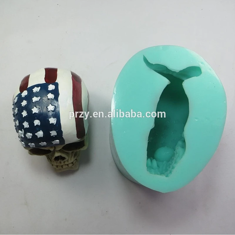 QT0003 3d American flag skull silicone mold for concrete Halloween silicone mold soap mold PRZY