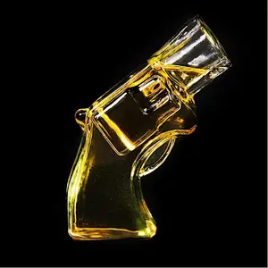 50ml Revolver gun shaped vodka shot drinking glass, 1.7oz gun shaped liquor glass cup