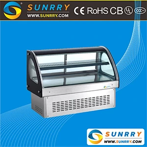Guangzhou manufacturer countertop cold cake display showcase and cake display cabinet