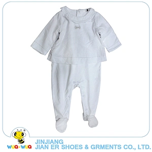 OEM service pure white color winter baby girls sleep romper sets