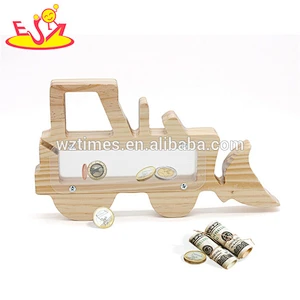 New fashion truck shape wooden money gift box for kids W02A282