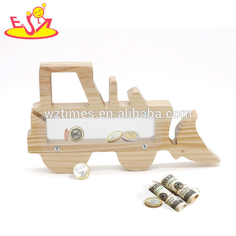 New fashion truck shape wooden money gift box for kids W02A282