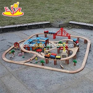 wholesale 142 pcs best quality wooden toy train track hottest design kids wooden toy train track W04C072