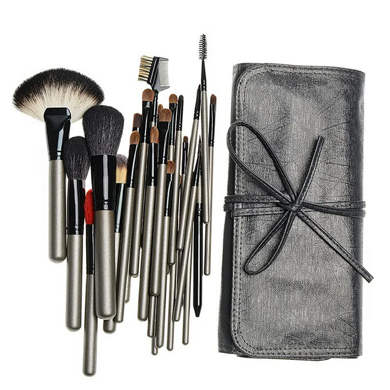 26pcs makeup brushes set cosmetic foundation powder eyeliner eyebrow brush tools with leather case