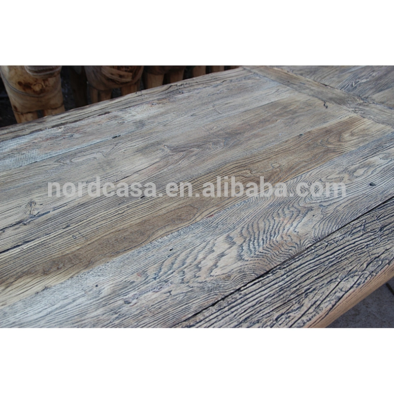 traditional chinese provincial natural wood color reclaimed wood solid slab dining tables