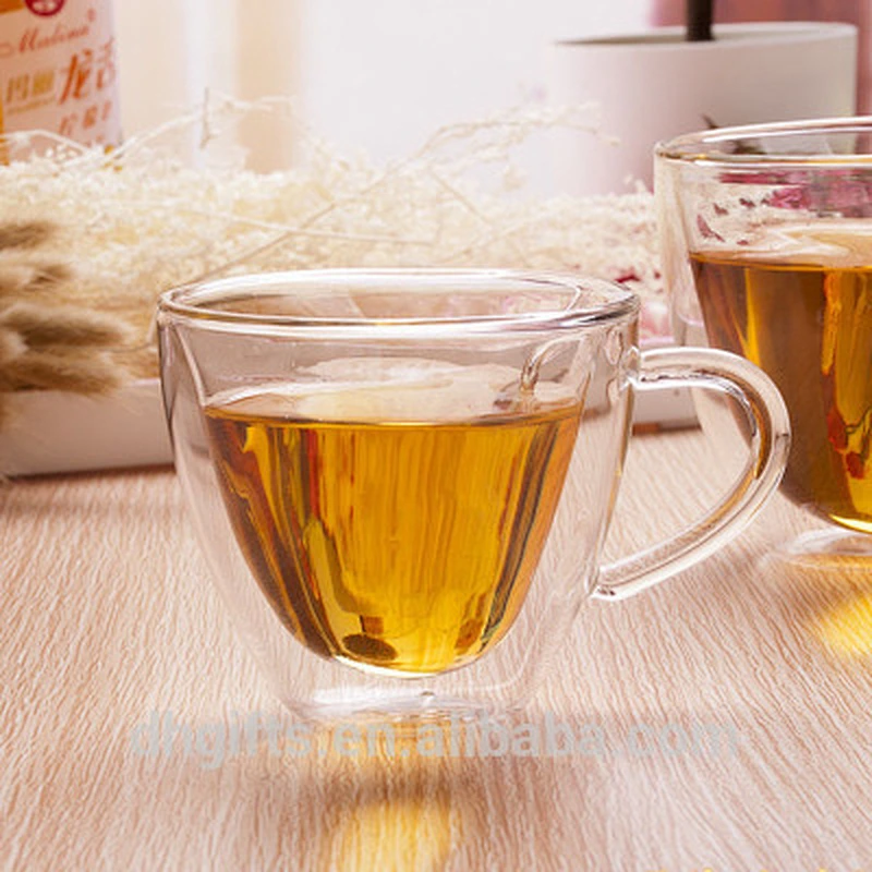 China manufacturer heart shape double wall Glass Espresso cups/mug for couples