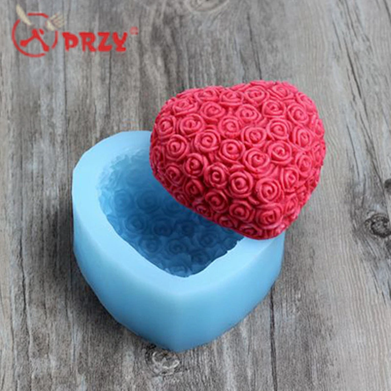 Rose Chocolate mold silicone handmade Heart shape cake molds silicone soap mould