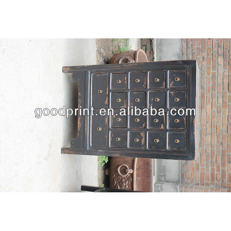 Chinese antique black medical cabinet