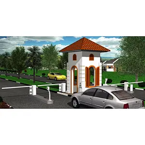 Parking lot car number plate recognition with HD camera and traffic barrier gate