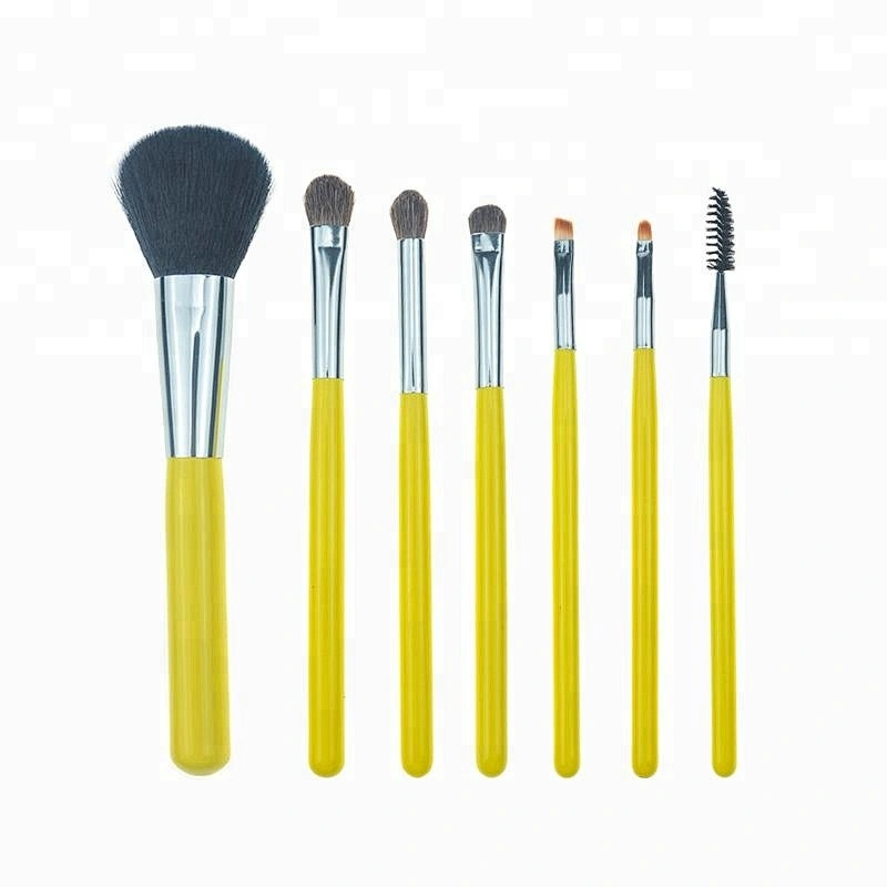 Makeup brush set private label 7PCS Yellow High quality HOT Sell soft Synthetic fiber makeup brush set