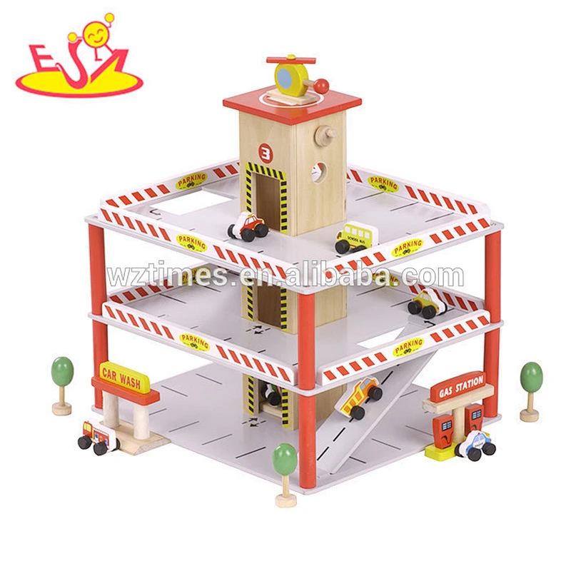 2018 wholesale toddlers wooden toy car garage, new kids toy car garage, best children wooden toy car garage W04B039