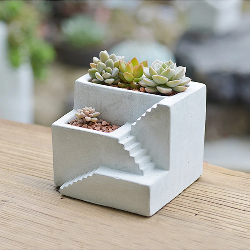 Cement Laddersr flower pot Mold siolica Concrete personality Vase pot with stairs mold office decorations