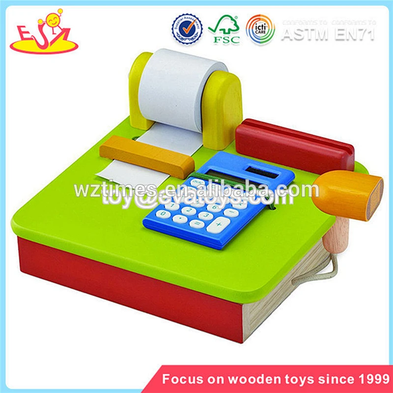 new product kids wooden cashier toy funny pretend children wooden cashier toy for wholesale W10A062