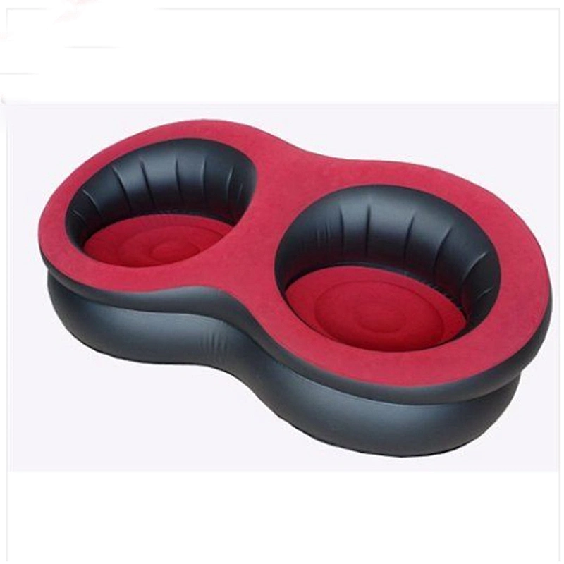 Black Single Flocked Inflatable Blow Up Sofa, Bed, Couch, Seat, Camping Chair