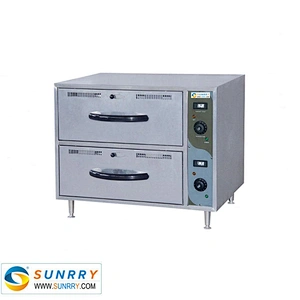 Electric stainless steel food warmer cabinet and electric hot-drawer counter warmer with two layers