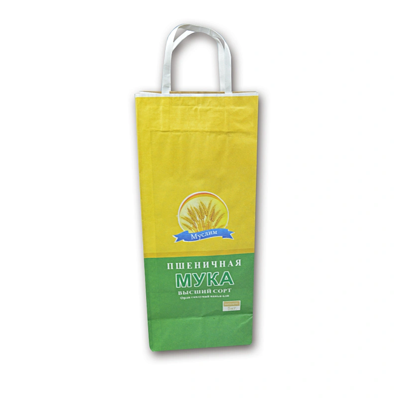 New type pp woven rice bags with handles,inner paper rice bag