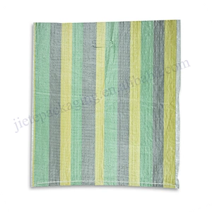 Durable using color strip pp woven shopping bag with D handle
