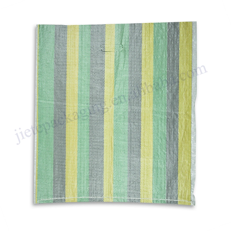 Durable using color strip pp woven shopping bag with D handle