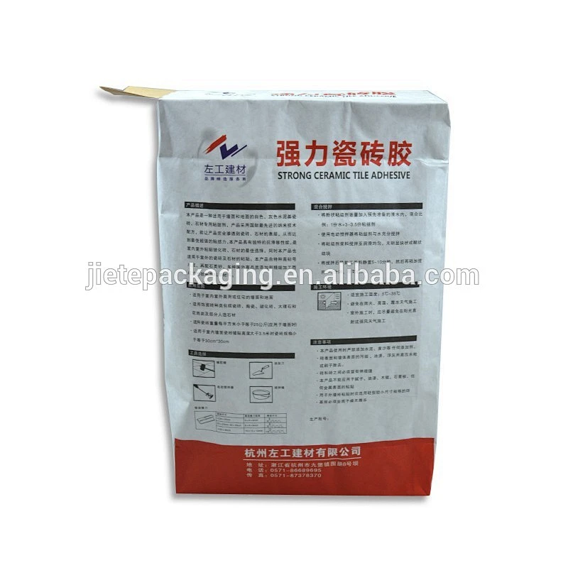wholesale kraft paper flat bottom valve sack bags for packing cement, tile adhesive 20kg