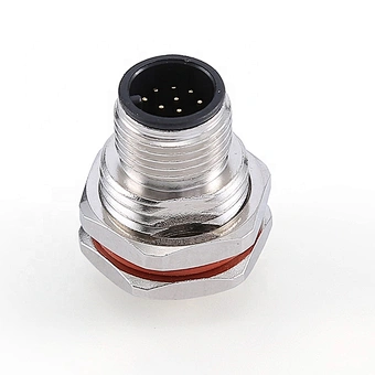 12pin M12 A Code metal front mount female waterproof connector 12pin male connector